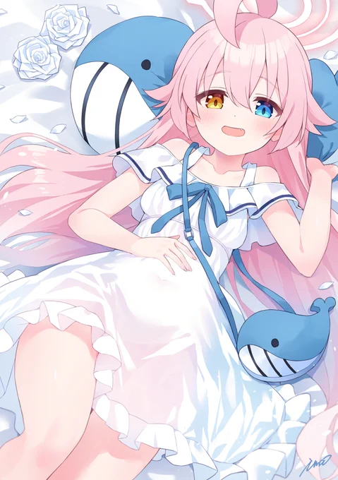 一番くじのホシノの絵白ワンピおじさん可愛すぎる…#ブルアカ 