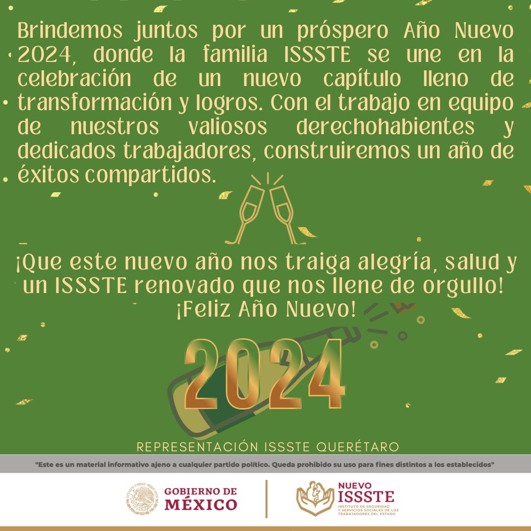IsssteQueretaro's tweet photo. La #FamiliaISSSTE ❤️🎄Represetación Querétaro,
les desea #FelizAñoNuevo2024 🌟.
#ISSSTESalud #AñoNuevoEnFamilia #Buenvenido2024 #EstamosTransformandoAlIssste #NuevoIssste @seguidores https://t.co/hnrWLExhTU