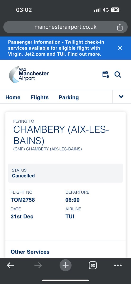 Cweva_exoh's tweet photo. Waking up at 2:50am for your 6am flight to have received a stay at home message from @TUIUK and @crystalski  and @manairport showing flight as cancelled….2023 I’m so sick of you….. https://t.co/YOY27gTVKR