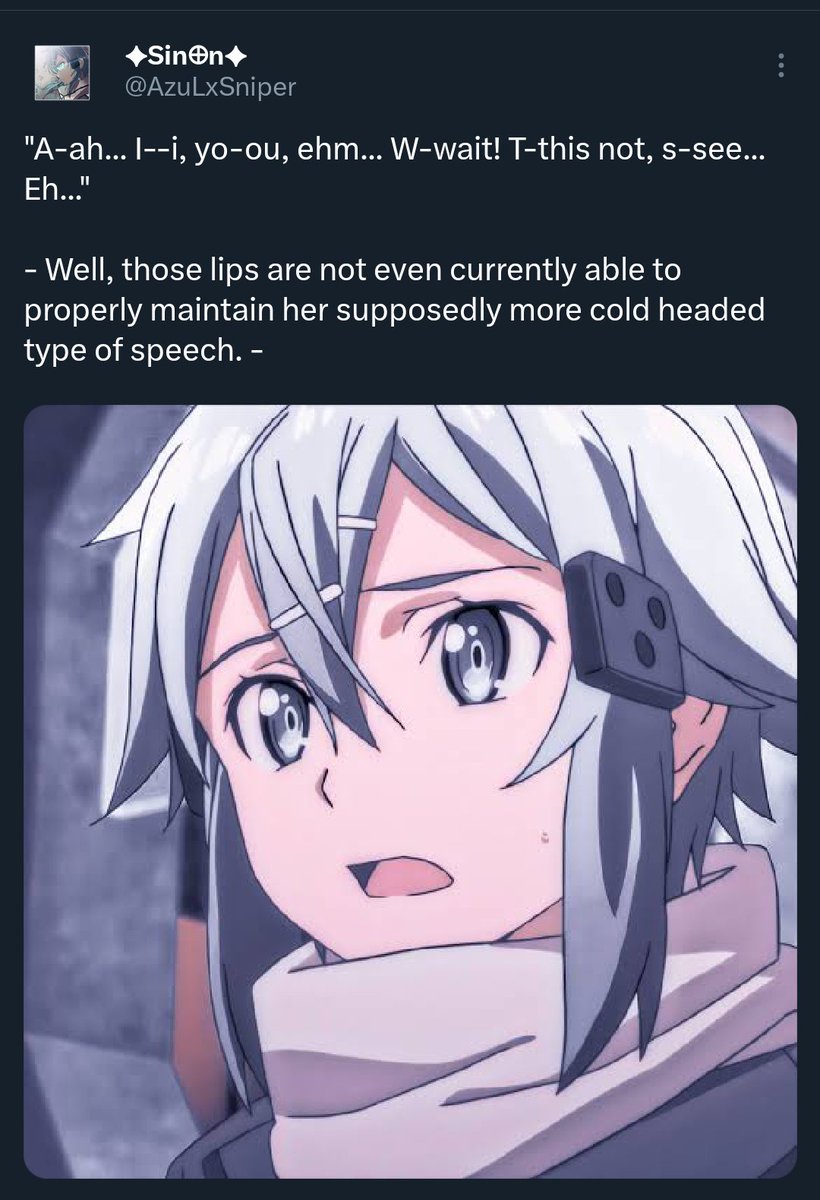 AzuLxSniper's tweet photo. /⚡︎/ Logging in to check notifications

To suddenly be reminder how bad my characterization is— https://t.co/oPzcJ2sqQ6