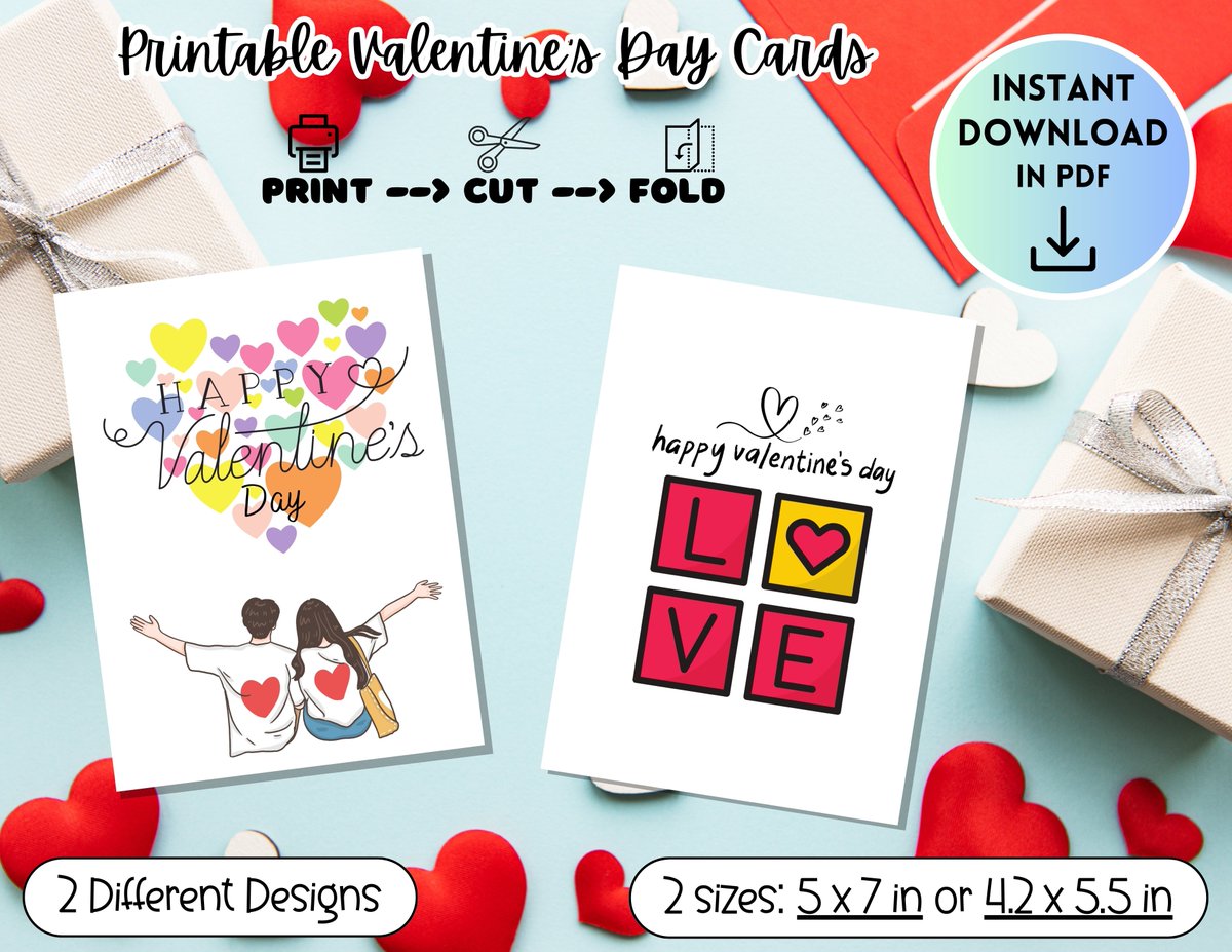 Printable Valentine Cards, Romantic Valentine's Day Card, Happ by JooMadeShop etsy.me/3GXVj4R via <a href="/Etsy/">Etsy</a>