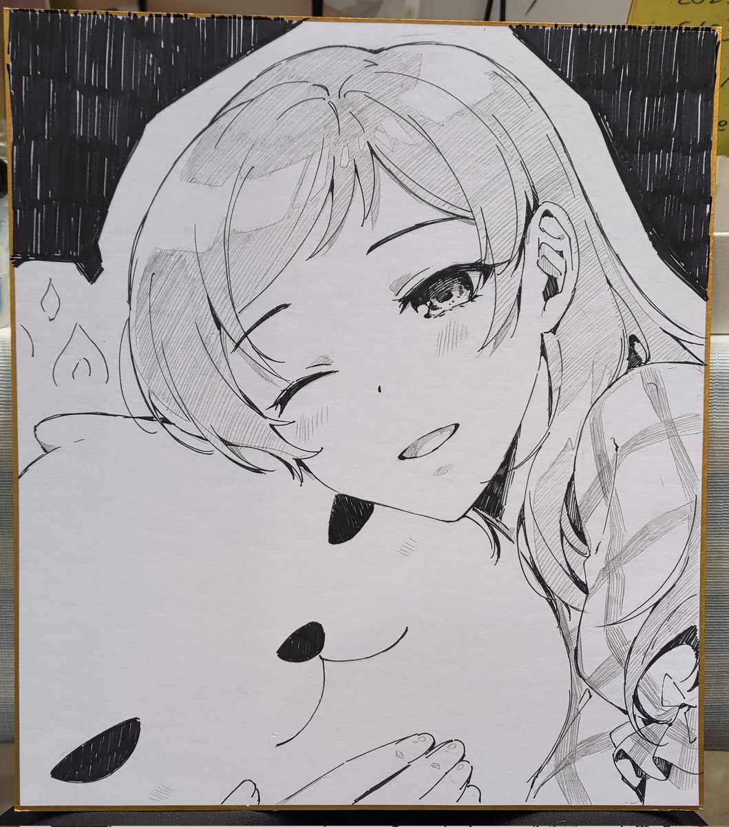 色紙描きました カピバラさんコラボありがとうの気持ち…どうしようかなこれ 