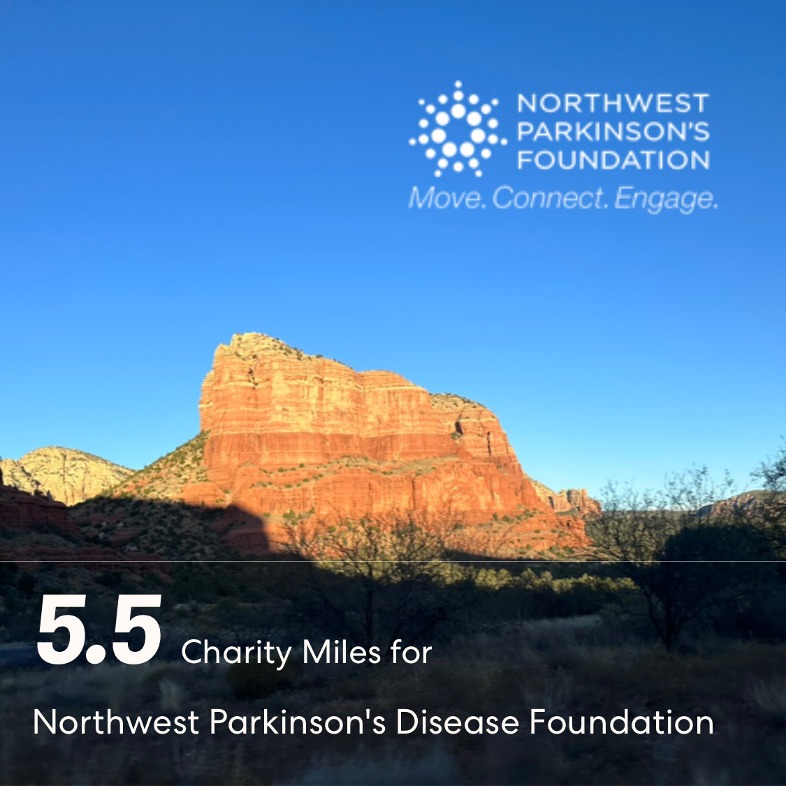 In #Sedona, 5.5 ⁦@CharityMiles⁩ for ⁦@NWParkinsons⁩ in honor of my Dad. I’d be grateful for your support. If you’re in a position to do so, please click here to sponsor me. miles.app.link/e/wpehLAe4XFb