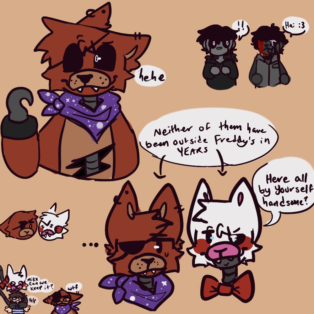 solarsnag's tweet photo. Fangle but it’s jeremike. joyus day
—-—
#fangle #jeremike #fnafau #fnaf #fnaffanart #gregoryfnaf (little cameo from him in the bottom left) https://t.co/Ua19s32Uzw