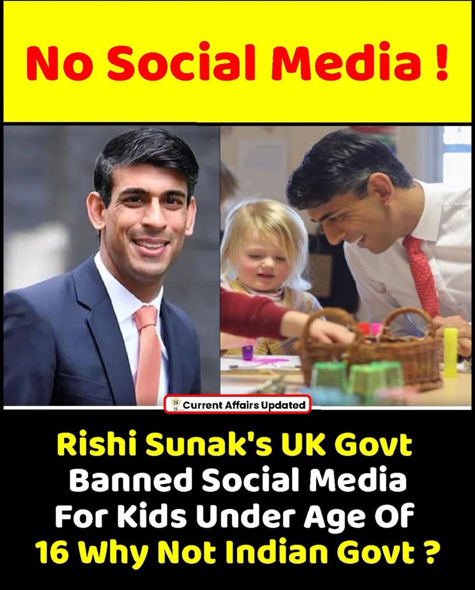 Rishi Sunak's UK Govt Banned Social Media For Kids Under Age Of 16.