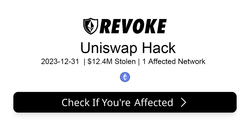 PeckshieldOrg's tweet photo. 🚨Uniswap has been hacked🚨

@Uniswap Has been affected by a signature exploit.

Leading to a loss of 12.4M$  and counting.

If you've used the Uniswap platform please *REVOKE* approvals ASAP

➡️https://t.co/XrhI3TuHwt

#UniswapHack #UniswapExploit #UniswapVulnerability https://t.co/S1niCmogeG