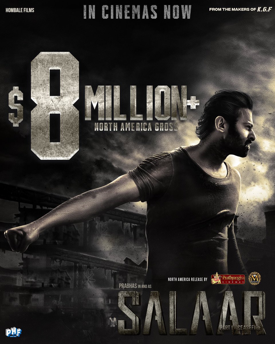 - Baahubali - Baahubali 2 - RRR Movie - Salaar Only four South Indian films crossed the $8 Million mark in North America & #Prabhas has three out of the four in his name.
