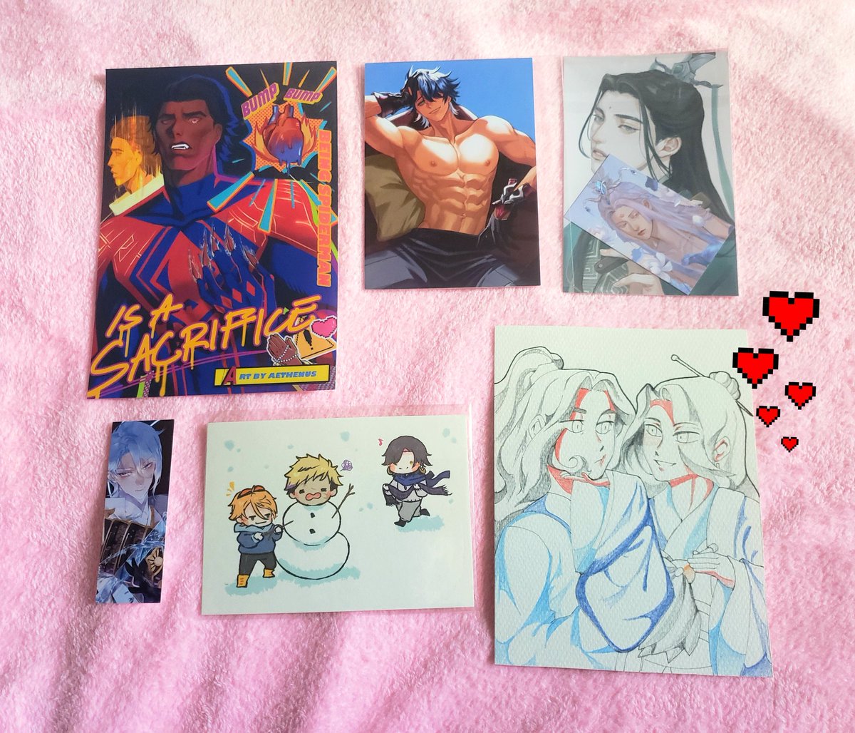 evilmonksan's tweet image. prints!!!
miguel print - @aethenus
sampo print (+mini armis stickers!) - @_eun914
shizun print - @ha_zhe_
krisis postcard - @savvy_lavy 💕
ayato bookmark - @_hojun_