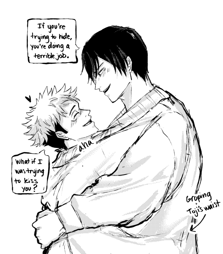 honk_honkhonkk's tweet photo. yuuji in toji's sweater vs toji in yuuji's sweater https://t.co/sUamitIcTK