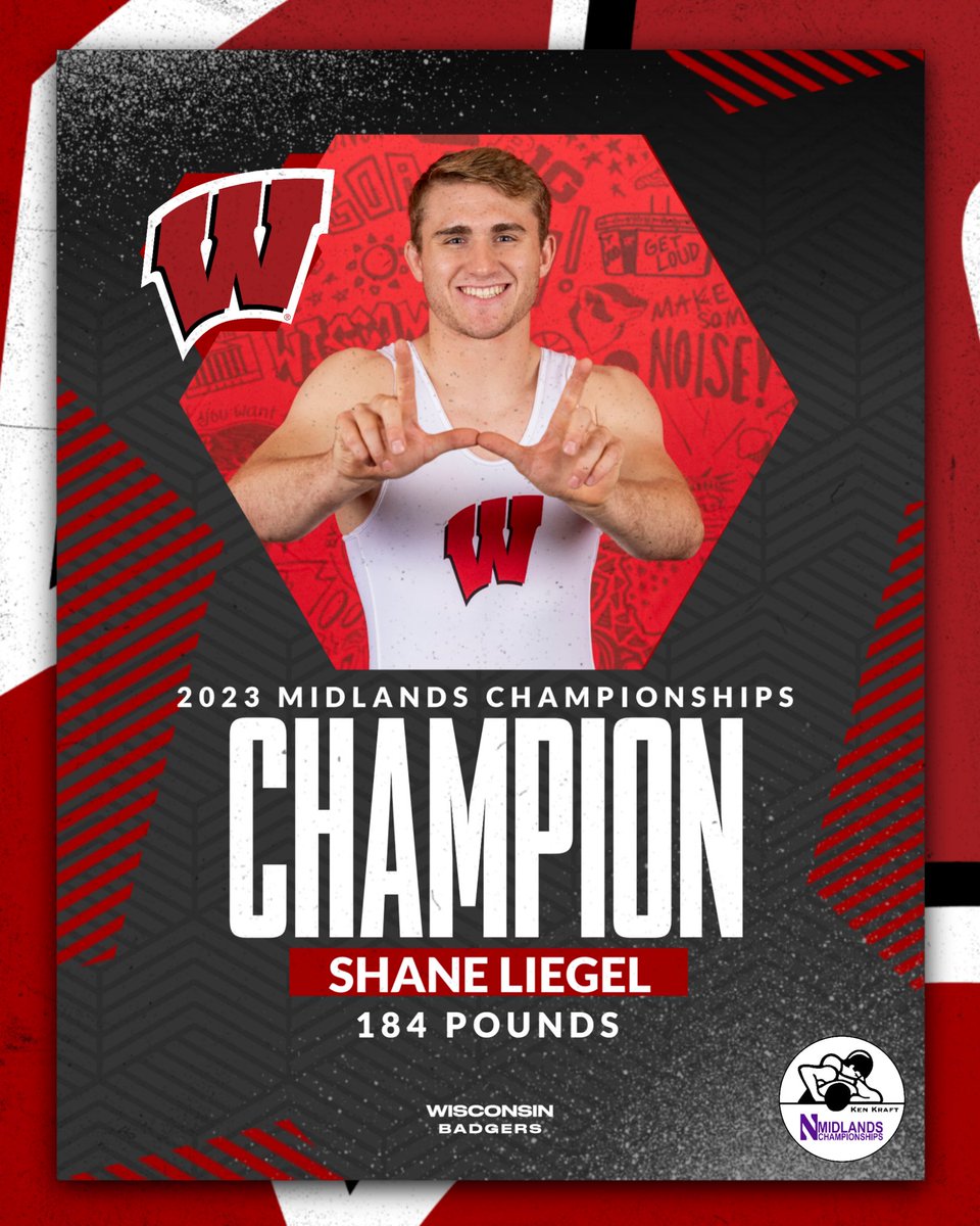 BadgerWrestling's tweet photo. Adding to the UW Liegel Legacy! 

Shane Liegel wins the 184 pound title at the @MidlandsChamps 

6-0 overall
1 TF
3 upsets of ranked opponents
SV to win the crown 👑 

1st member of Liegel family of Badgers to win Midlands title. Bro Scott 6th in 2013 &amp; father Ralph 5th in 1986 https://t.co/5wvjeaHB0I