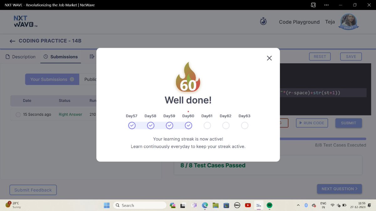tejasree312004's tweet image. Hello Forks!!!💥
"Consistency is the main driver that leads an individual towards the ultimate success."
#My_learning_Progress
#Happy_Coding
#Python_Programming
#Highest_streaks
#Highpayingjob
#Nxtwave_academy
#ccbpian