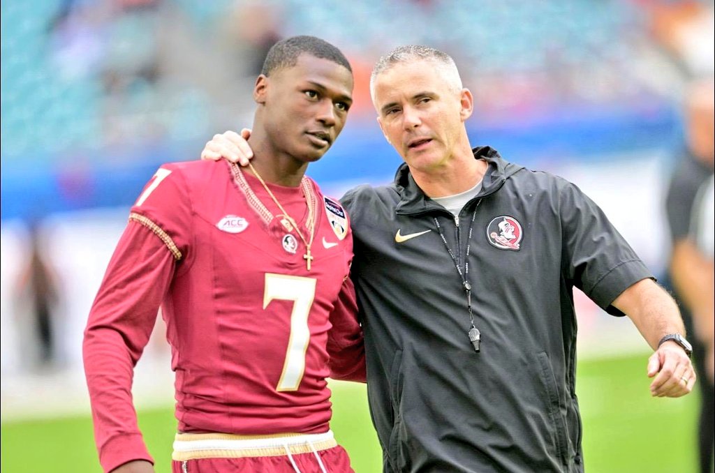 Check out #CL3 & #MikeNorvell! New era at #FSU. @cl3slimee is five ⭐ 2024 CB @FSUFootball @Seminoles. @cl3slimee @FSUFootball. Photo Courtesy @cl3slimee. #Abner #Sarasota #Newtown #CL3 #Grind #CharlesLesterlll #GoNoles #COTY #JamesHillSports #Seven 👑 🏈