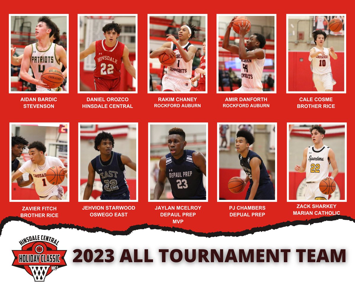 Here is your 2023 Hinsdale Central Holiday Classic All-Tournament Team. Read about the entire team at: hcholidayclassic.com/23alltourney.h…