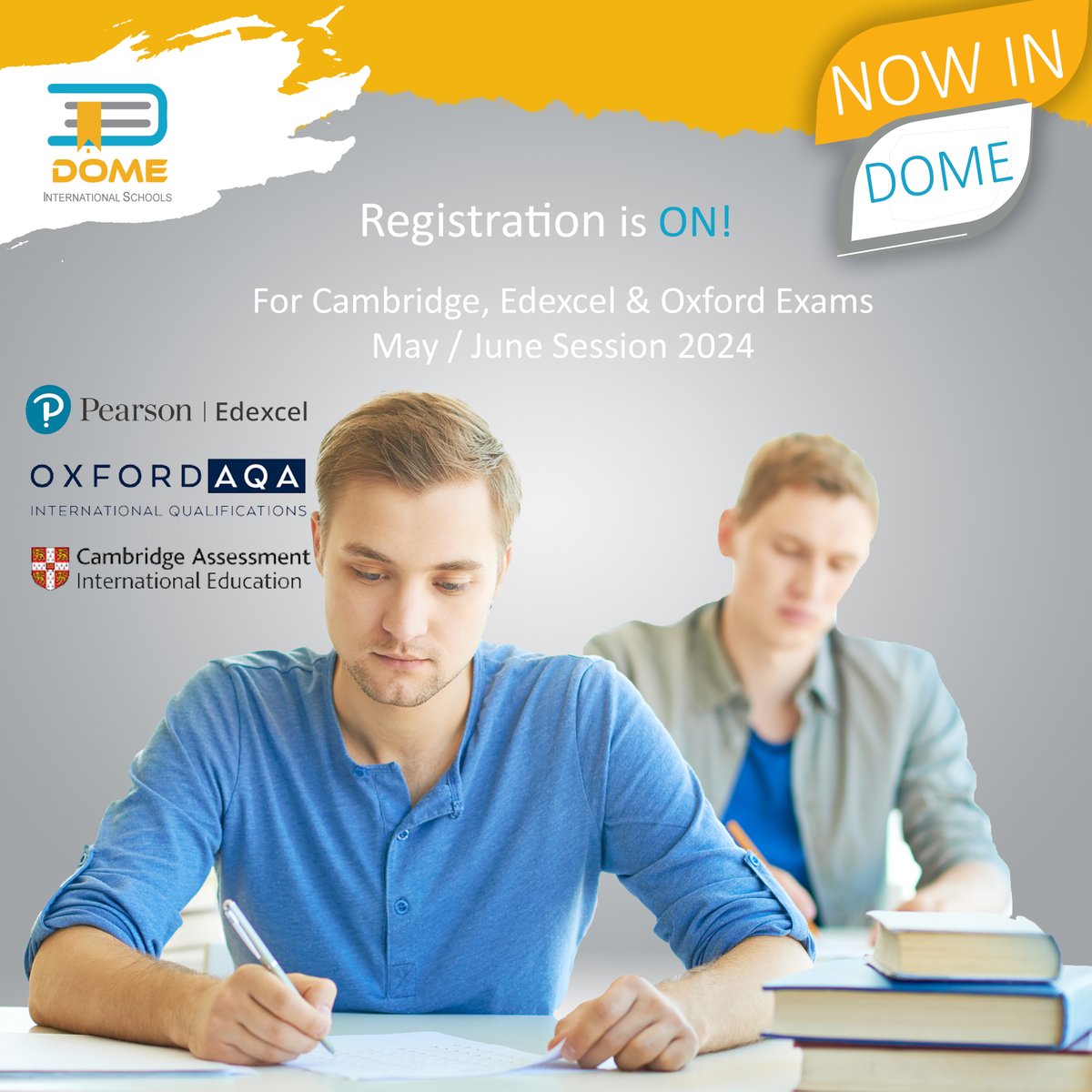 domeschools's tweet image. Registration is ON!
May / June Session 2024
#Cambridge - #Edexcel - #OxfordAQA
Domers &amp;amp; Private Candidates