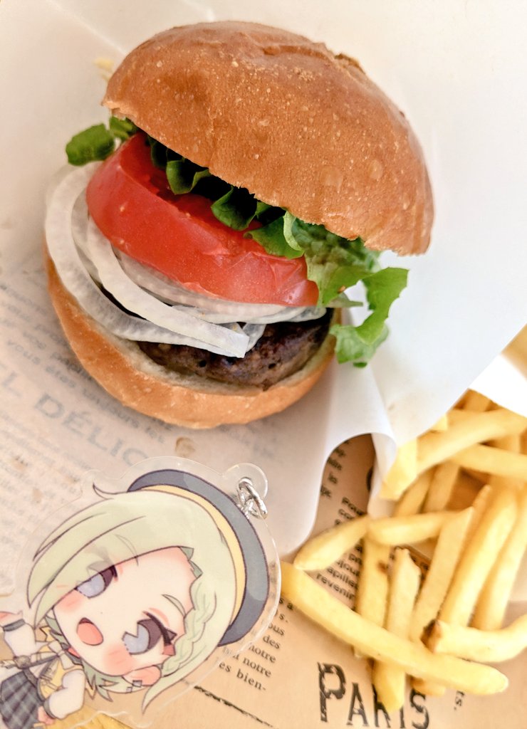 「東京ビッグサイトってハンバーガーが食べられるんだね…ミアちゃん…!#C103 」|さんざし🍒のイラスト