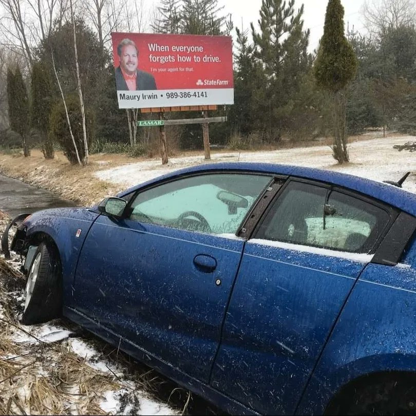 GoodNightwithCB's tweet photo. On this past Friday Night Livestream, I told the story of how I totaled my car. I also promised that I'd post pics. So here you go!

LOOK AT THE IRONY!!!!

#carcrash #totaledcar #funny #irony https://t.co/630XsA4AH7