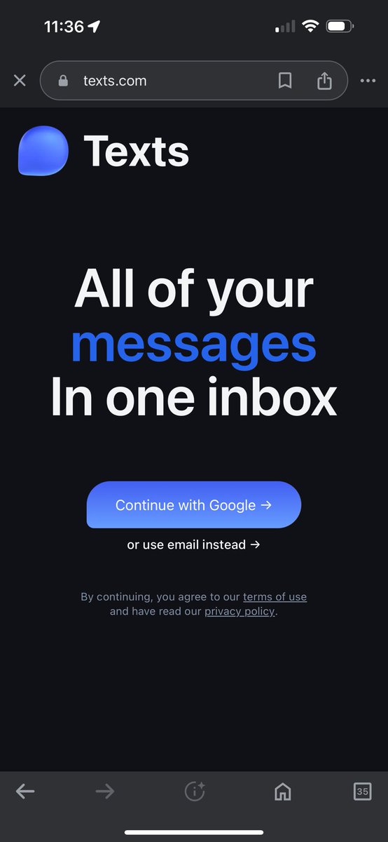 EducationNut's tweet photo. @automattic there’s a bug on the “text” app.  Not allowing google sign up or login. https://t.co/I1cKQLimHI