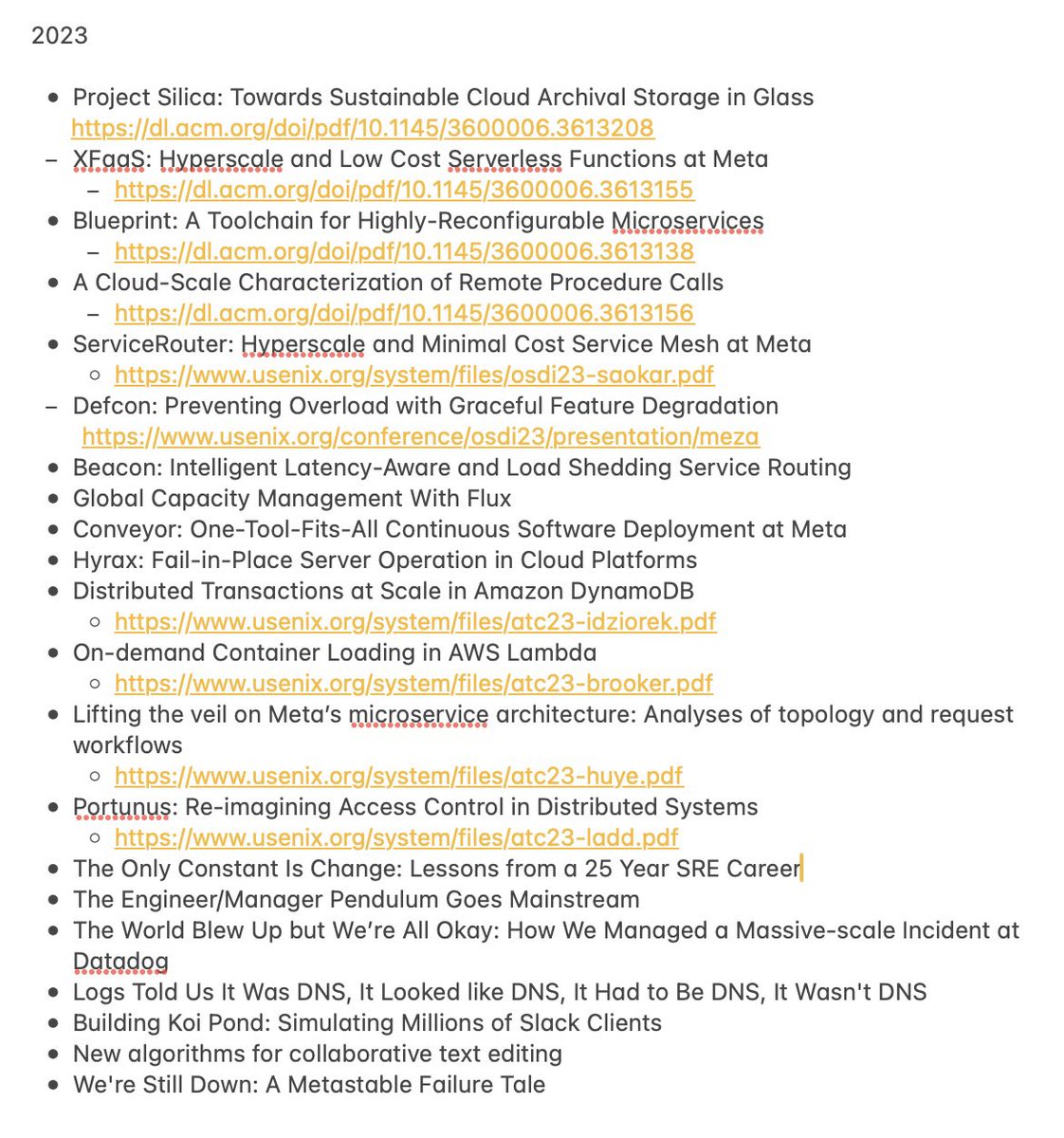 Every year I post a “best tech/papers of the year” list. I try to write a detailed blog post, with a few lines on why I liked or what I learned from each of the items on the list. Here’s my list for 2023, if anyone is interested. I’ll have the blog post ready by early Jan