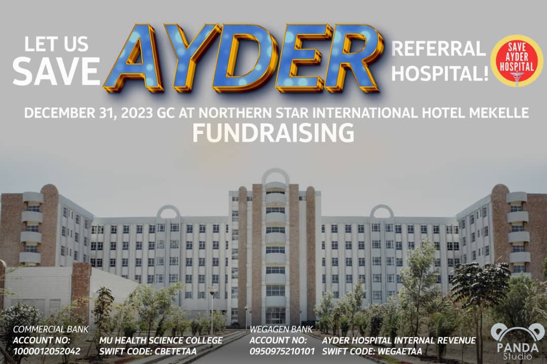 Agenda: Urgent Fundraiser to Save Ayder Hospital Date: 31st December, 2023 Time: 4PM Mekelle (10:00 Local time)||8AM Washington DC||2PM Geneva time Zoom Link rwth.zoom-x.de/j/67272142820?… Meeting ID: 672 7214 2820 Passcode: ayder2023 We will be live stream on facebook.com/AyderMU/