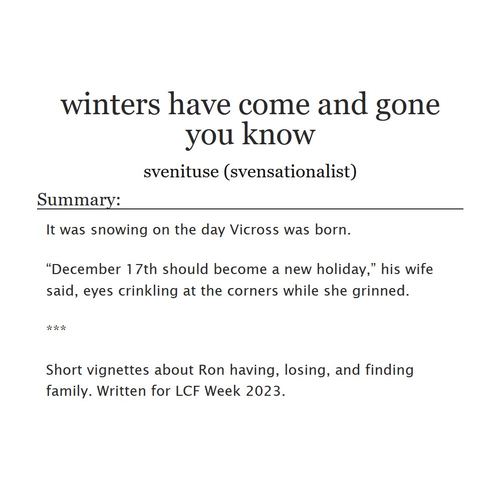 svenituse's tweet photo. Short fic for #lcfweek that's focused on Ron 🫖 #LCF #백망되

[1/1] https://t.co/dNtpfl4YJY https://t.co/vouQD7WBwE