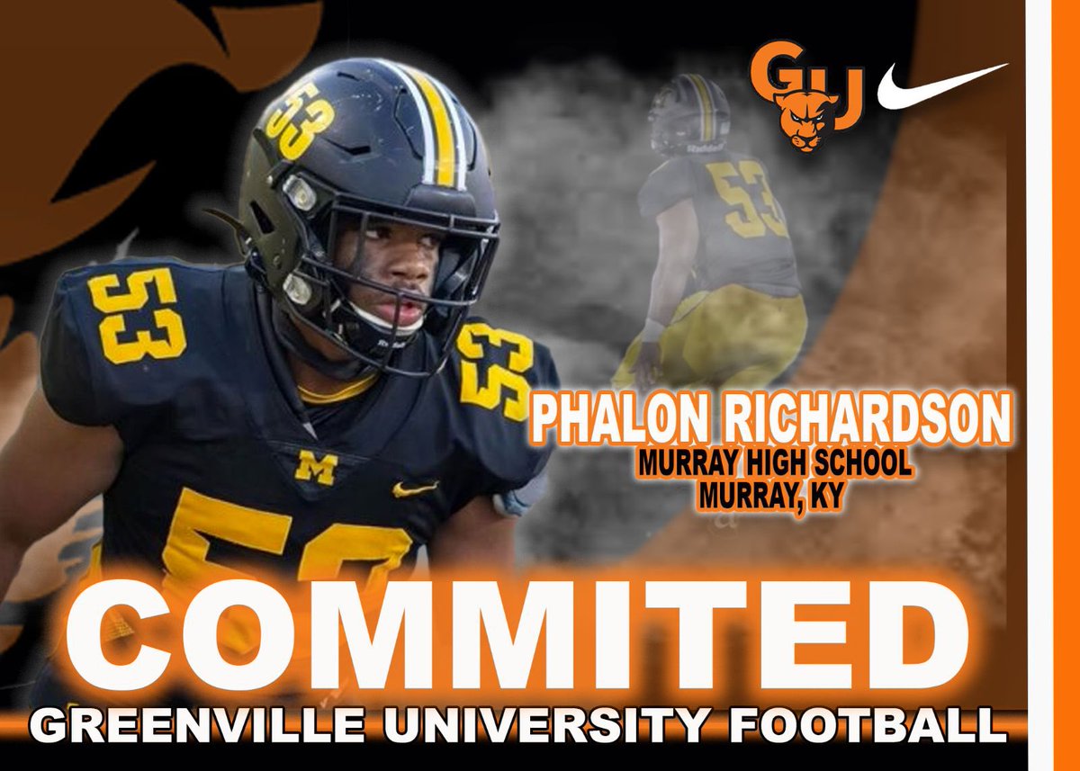 I’m thankful for all the support I have received and I’m proud to continue my academic and athletic career <a href="/EMAPFootball/">Greenville University Football</a>.🟠⚫️ #AGTG  <a href="/jjwakka/">Coach Justin Walker</a> <a href="/CoachLBell/">Lamar Bell</a> <a href="/IanLeib/">Coach Ian Leib</a> <a href="/Coachschomaker/">Robbie Schomaker</a> <a href="/murrayhighFB/">Melvin Cunningham</a> <a href="/Dickerson_Coach/">Coach Dickerson 🐯</a> <a href="/terrencebigger4/">Coach Biggers</a>