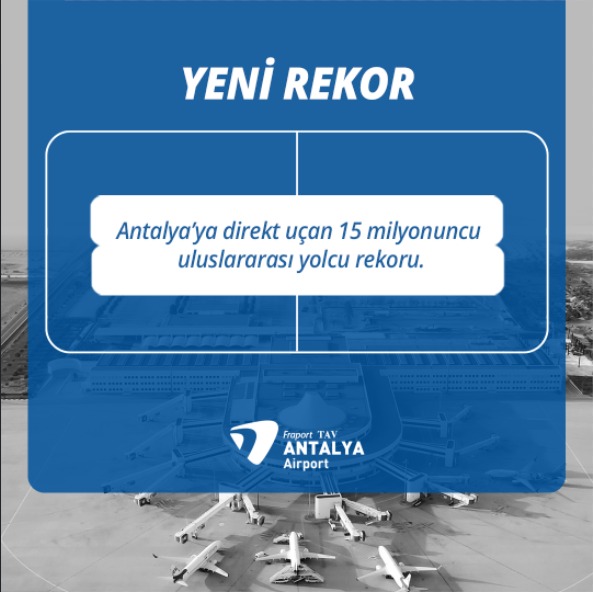Yeni rekorlarla 2023 yılına veda etmeye hazırlanıyoruz.
Fraport TAV ailesi olarak Antalya'nın dünyaya açılan kapısı olmaktan gurur duyuyoruz.
.
#AntalyaAirport #record #FraportTAVAntalyaAirport