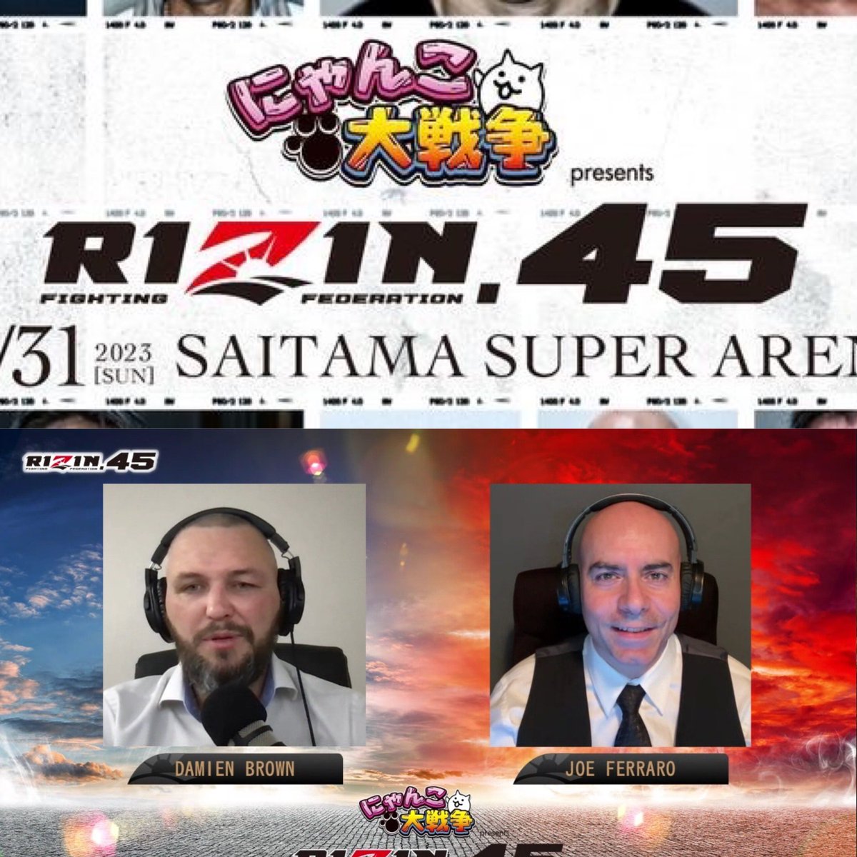 We are live with #Rizin45 

Join @ and I for 17 bouts of non-stop NYE #MMA action from #Saitama #Japan 

Watch it on FITE PPV: 
linktr.ee/rizinffofficia…

#jmma #mixedmartialarts #japanmma