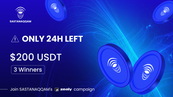 24 hours left to win! 🚨 

Compete now for a chance to win 200 USDT 💸 

But hurry before it's too late! 

Join our Zealy here: 👇 

zealy.io/c/sastanaqqam/…

#sastanaqqam #contest #zealy