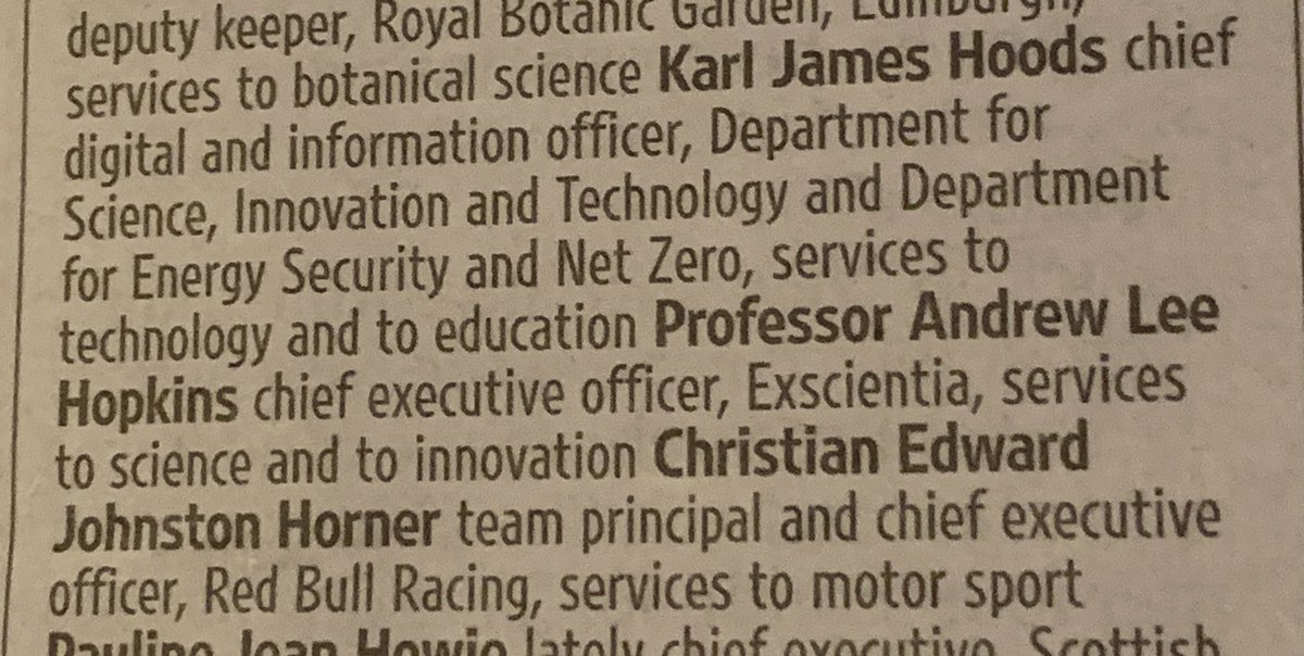 As my wife said, she’s always wanted to meet @redbullracing’s Christian Horner - this could be her chance 🤣

Extremely proud to be recognised for two things I enjoy being involved with, especially working with @HarrisFed & @bournemouthuni 

#NY24Honours