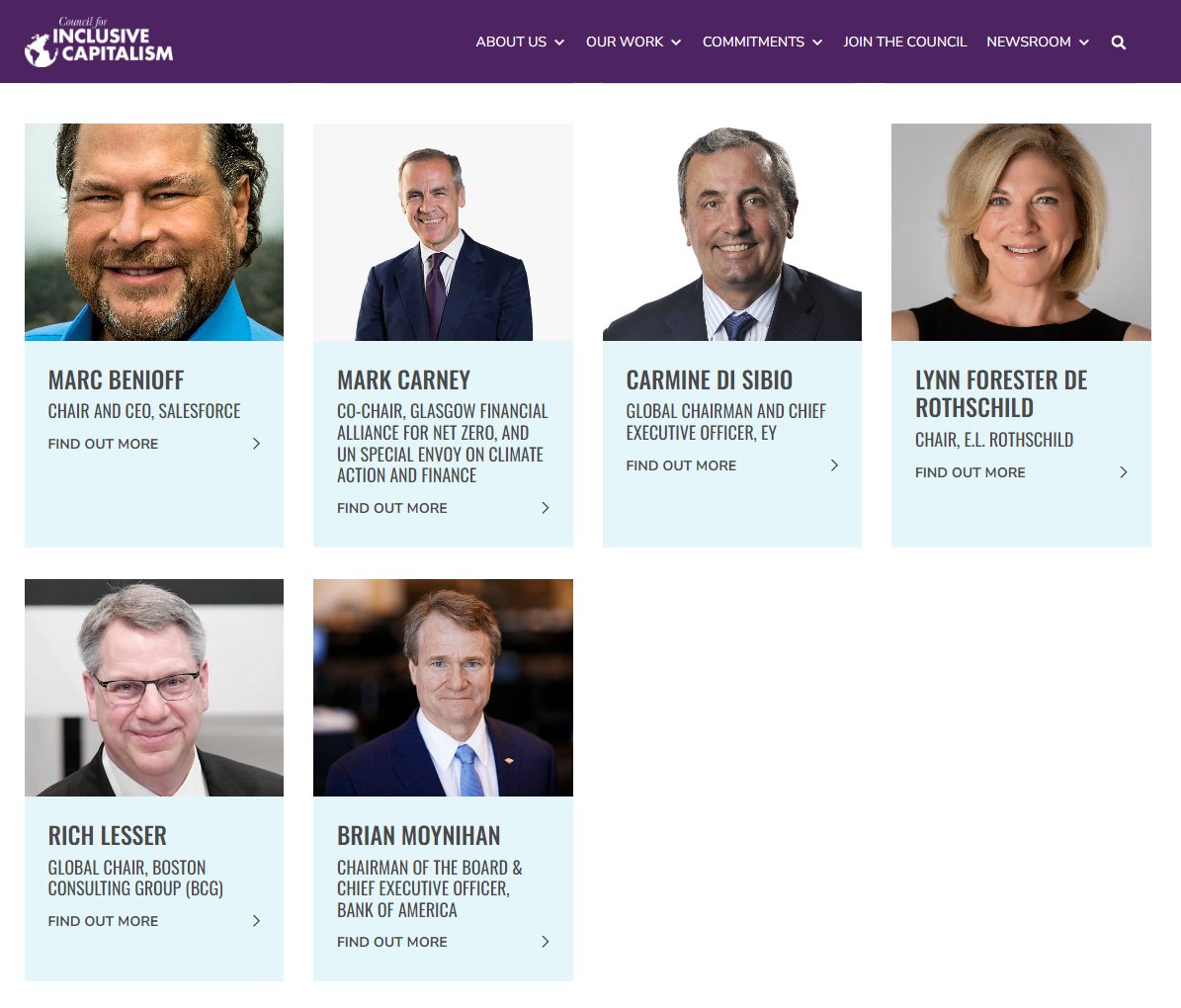 NEOintheMCR's tweet photo. Lady Lynn Forrester de Rothschild co-chairs the Council for Inclusive Capitalism

Other co-chairs:

- Mark Benioff (WEF Board of Trustees)
- Mark Carney (ex-BoE, now UN climate envoy)
- Carmine Di Sibio (CEO, EY)
- Rich Lesser (chair, BCG)
- Brian Moynihan (WEF, BoA, salary $26m) https://t.co/o1JpVnILah
