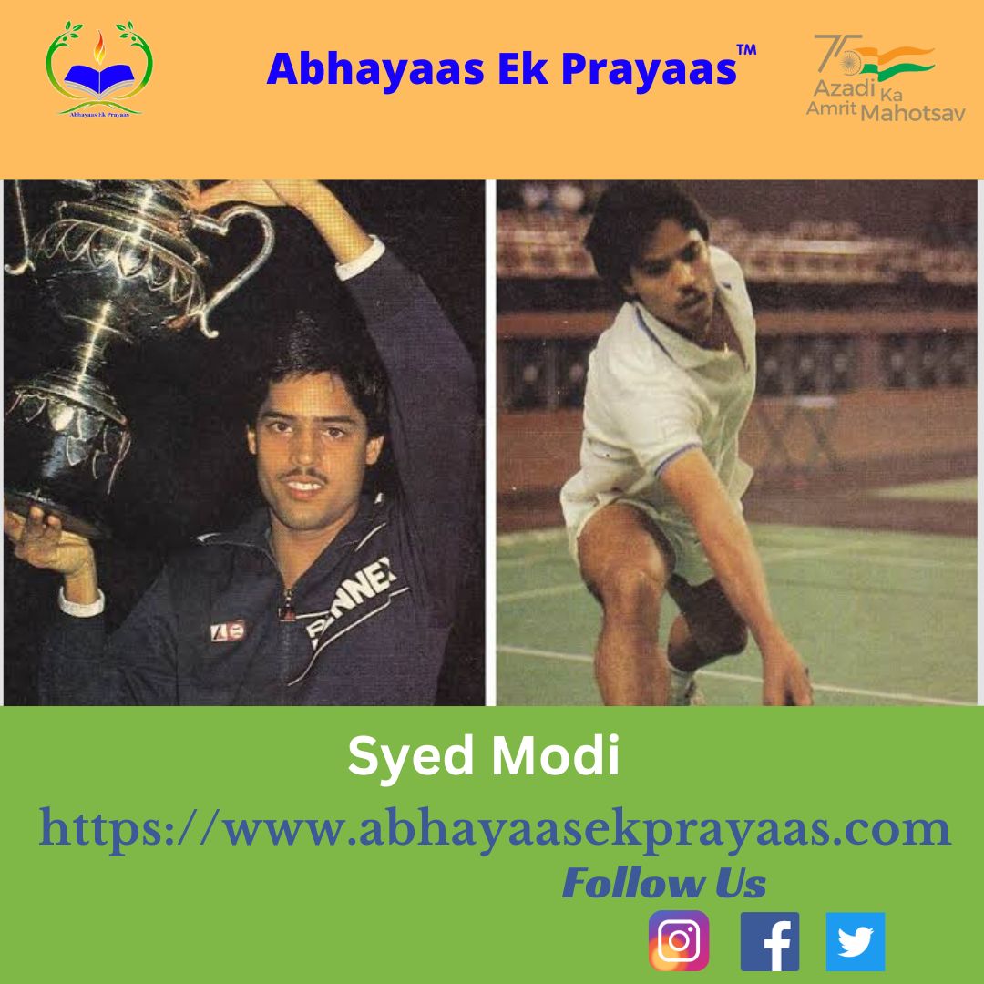 ek_prayaas's tweet photo. #SyedModi, born as #SyedMehdi Hassan Zaidi, was an Indian #badminton singles player. He was eight-time National Badminton champion. His most notable achievement at the international badminton circuit came in the form of men's singles title at the 1982 Commonwealth Games. https://t.co/ioFCHpxtjq