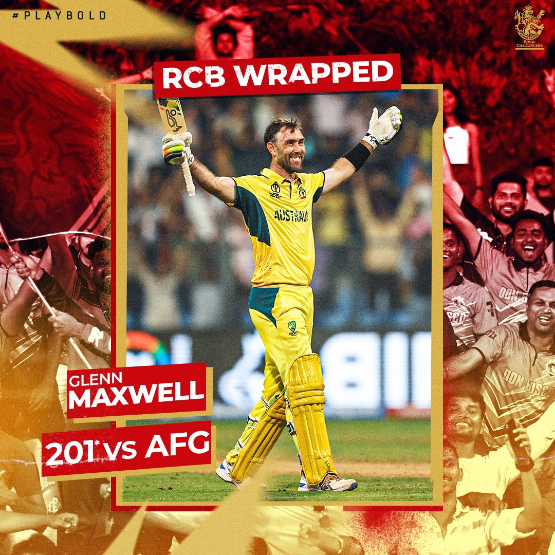 RCBTweets's tweet photo. ๐๐๐ ๐๐๐๐๐๐๐ 2๏ธโฃ0๏ธโฃ2๏ธโฃ3๏ธโฃ (22/23)
201* reasons to never give up ๐ช
One of the greatest run chases in World Cup history, courtesy of some Maxi Mayhem ๐ฅ
#PlayBold #เฒจเฒฎเณเฒฎRCB #RCBWrapped @Gmaxi_32 https://t.co/WV9H2eFz2f