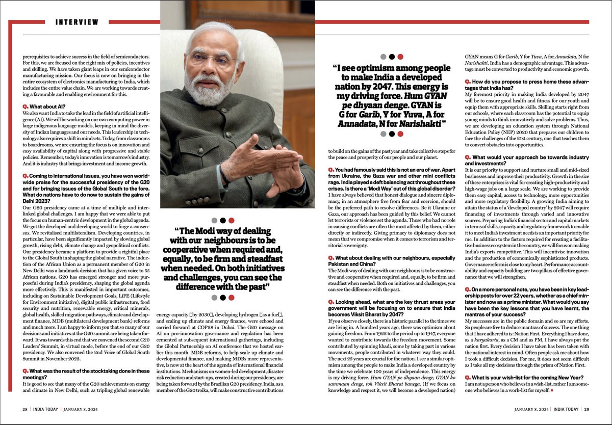 “From a country that used to seek a voice in various platforms, we are now a country that creates new global ones. Today, the world consensus is clear: this is India’s moment”

A must read interview of PM <a href="/narendramodi/">Narendra Modi</a> where he takes stock of how we have performed and how we aim