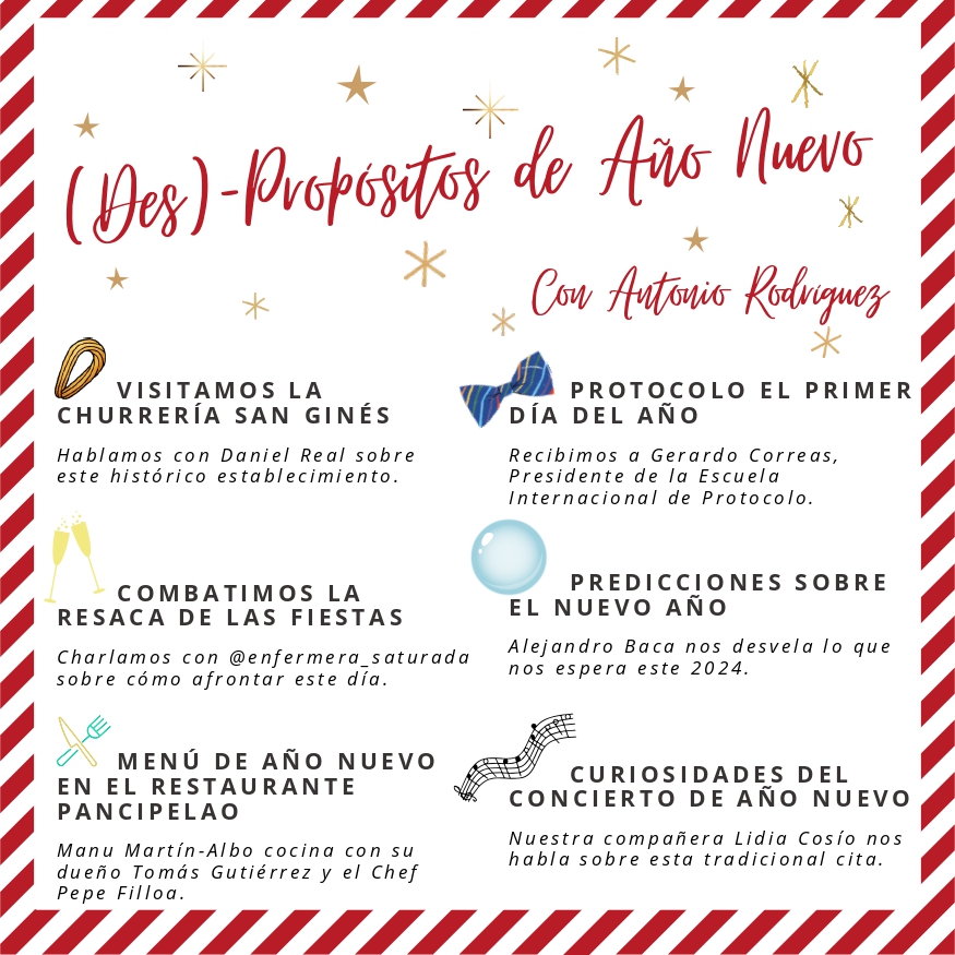 Anto_RDR's tweet photo. 🥳 🎙️Este 1 de enero doy la bienvenida a 2024 con el especial '(Des)-propósitos de Año Nuevo' 

📻 Un poquito pronto: de 8.00 a 9.00 en @rne

🤣 Nos reímos de todos esos propósitos que acabarán transformados en auténticos despropósitos de #AñoNuevo2024. Aquí 👇 lo que nos espera https://t.co/Hmtkzo06Tn
