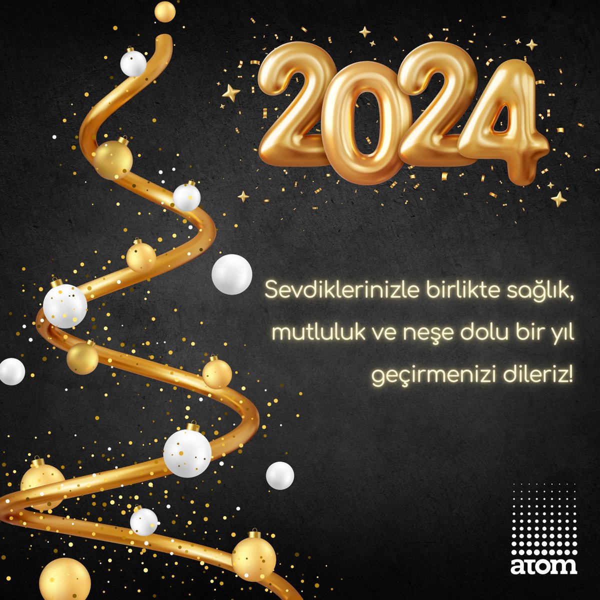 2️⃣0️⃣2️⃣4️⃣’te sağlık ve mutluluk sizinle olsun. Yeni yılını kutlar, güzel bir yıl geçirmeni dileriz. 
Mutlu yıllar! 🥳🎉🎊🎁

#2024 #Yeniyıl #Yılbaşı #ATOM #Ahlatcı