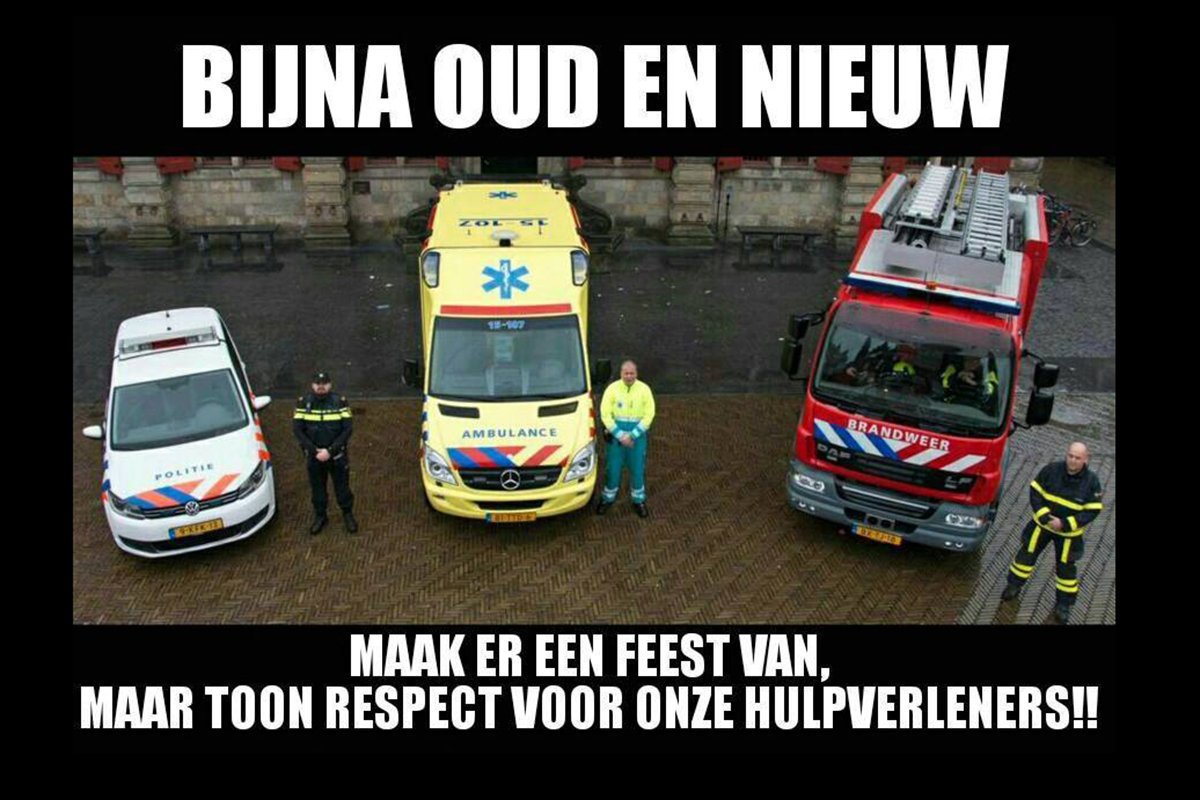 Hou het leuk en gezellig op straat en/of in de wijk. Laat ons 🚒 en ook onze collega's van <a href="/POL_Overijssel/">Politie Overijssel</a> 🚓 en <a href="/Ambu_IJsselland/">Ambulance IJsselland</a> 🚑 (en elders in het land natuurlijk ook 👍) zijn/haar werkzaamheden veilig uitvoeren als het nodig is. Een fijne &amp; veilige jaarwisseling toegewenst!