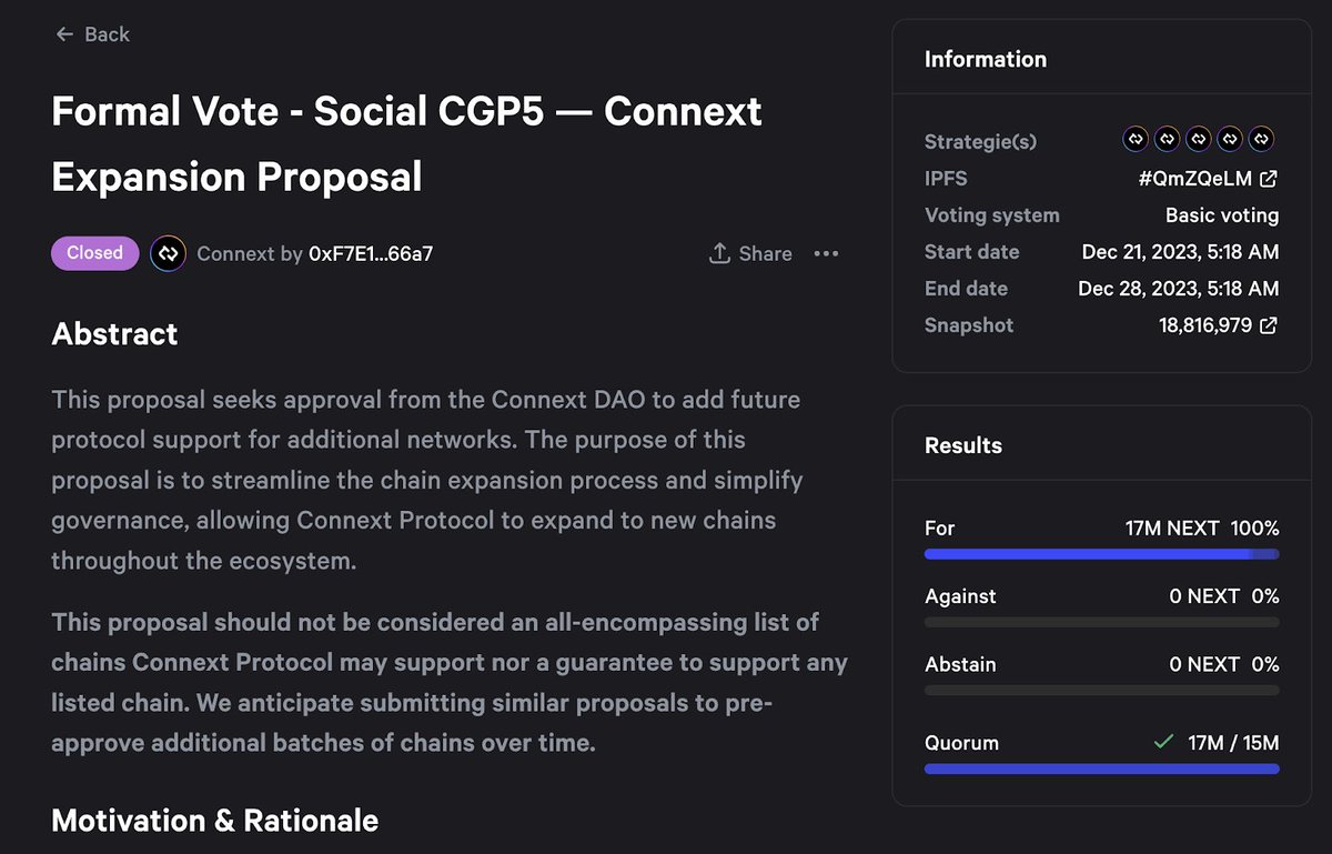As the delegation team we voted for "Formal Vote - Social CGP5 — Connext Expansion Proposal". @ConnextNetwork

Let's take a deep dive into explaining why we voted in favour of the proposal!🤿🧵👇🏼