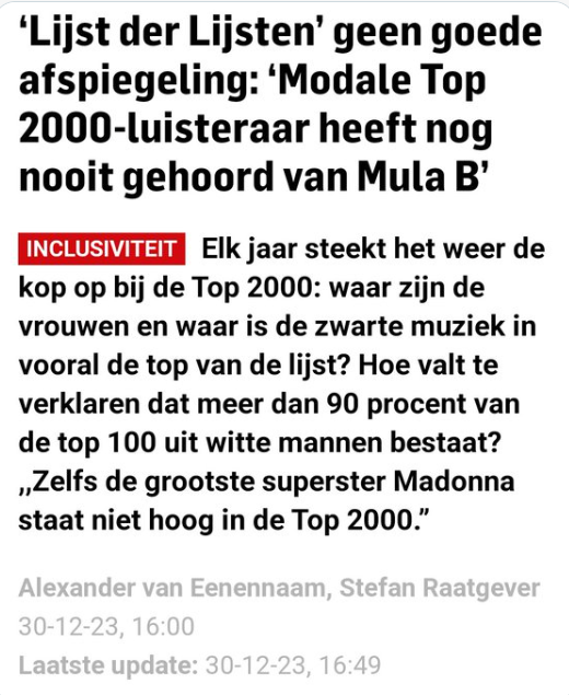 rvdl51's tweet image. Zelfs op de laatste dag van het jaar zeiken over een muzieklijst. #Links kan het. Misschien was muziek van #blanke makelij wel beter, toch? Of reageer ik nu soms racistisch?