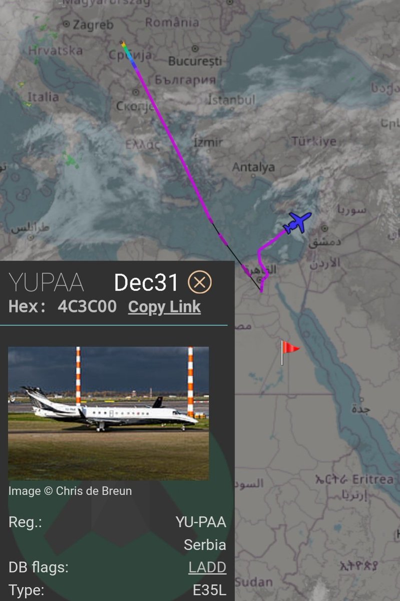 LebanonJets's tweet photo. #YUPAA of AirPink Serbia that doesn't like public tracking for any of it's jets left #Belgrade to #Aswan then came into #Beirut at noon https://t.co/4e0r2QvAqj