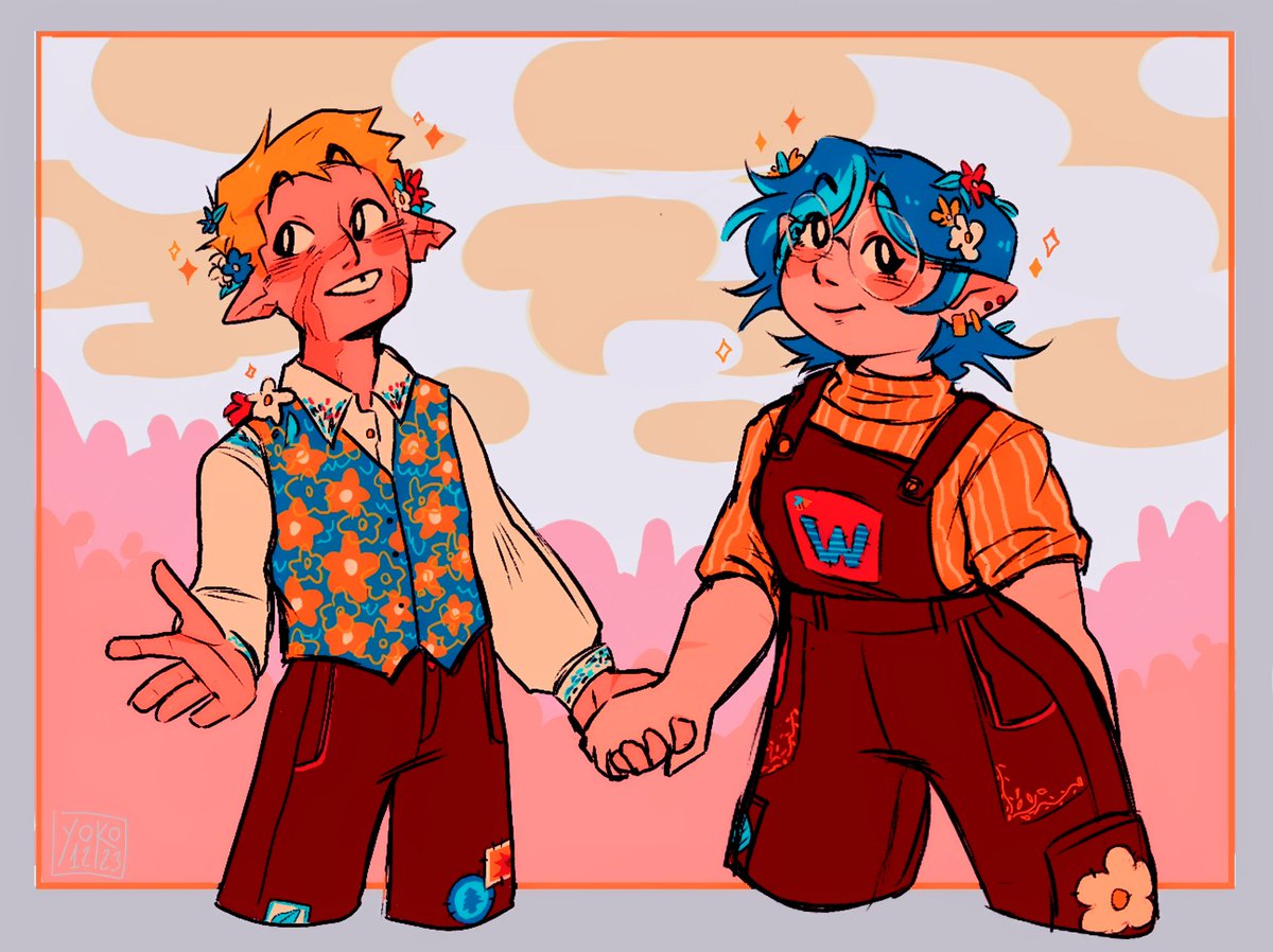 yoko_de_limon's tweet image. Another quick drawing of them to experiment with colors and clothes from Pinterest, why not ?
#tohfanart #Huntlow