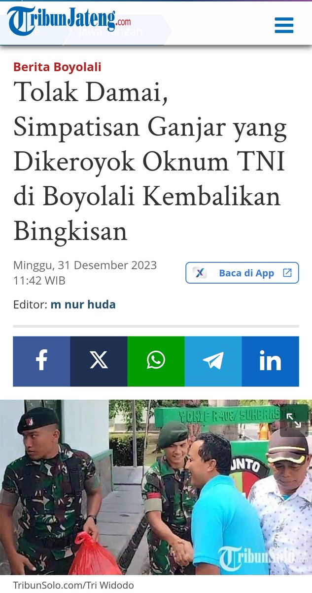 Kalau damai, tidak akan memberikan efek jera bagi oknum-oknum di TNI yang arogan dan menganiaya rakyatnya sendiri.. 

Harus dilanjutkan proses hukum biar para oknum-oknum di TNI berpikir sejuta kali kalau mau bertindak anarkis sama rakyat..

Kita dukung penuh sikap keluarga