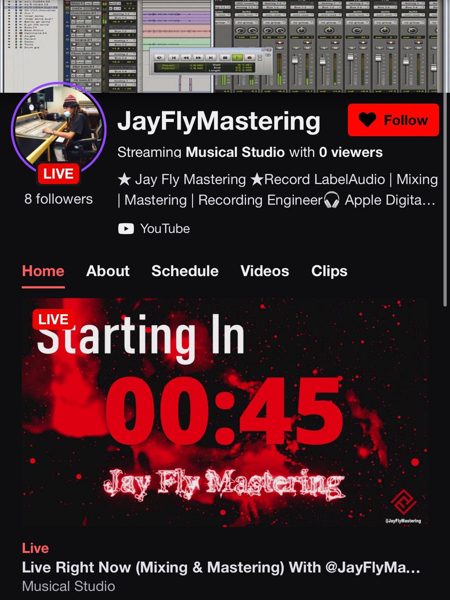 JayF1ymastering's tweet photo. Now live mixing & mastering on twitch 🖥. Tune in 🔥🔥🔥🔥🔥
.
🖥 https://t.co/iVhcTiAPxm 🖥
.
#mixing #audioengineer #recordingstudio #Howtomix #mixingvideos #mixingandmastering #NowStreaming #recordingstudio #howtomix #protools #typebeats #howtomix #audiomixing https://t.co/wNKorMPTx9