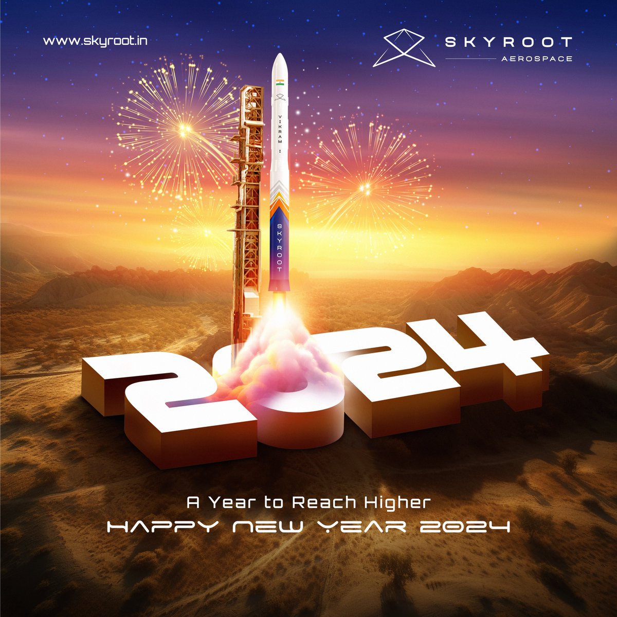 SkyrootA's tweet image. Wishing everyone a Happy New Year as we embark on a thrilling new year filled with exciting milestones ahead! May it be an extraordinary one for space and each of you.
#HappyNewYear #SpaceExploration #OpeningSpaceForAll