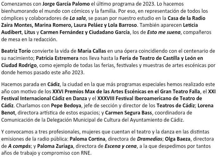 #LaSala despide 2023 desde Cádiz con las que cuentan las escénicas en #RNE: Olga Baeza, Paloma Cortina y Paloma Zuriaga, que emprende un nuevo rumbo.

Maria Callas, <a href="/feriadeteatro/">#29FeriadeTeatro</a> y unos cómplices en representación de todos.

🎧 rtve.es/a/7031919

📝rtve.es/lasala