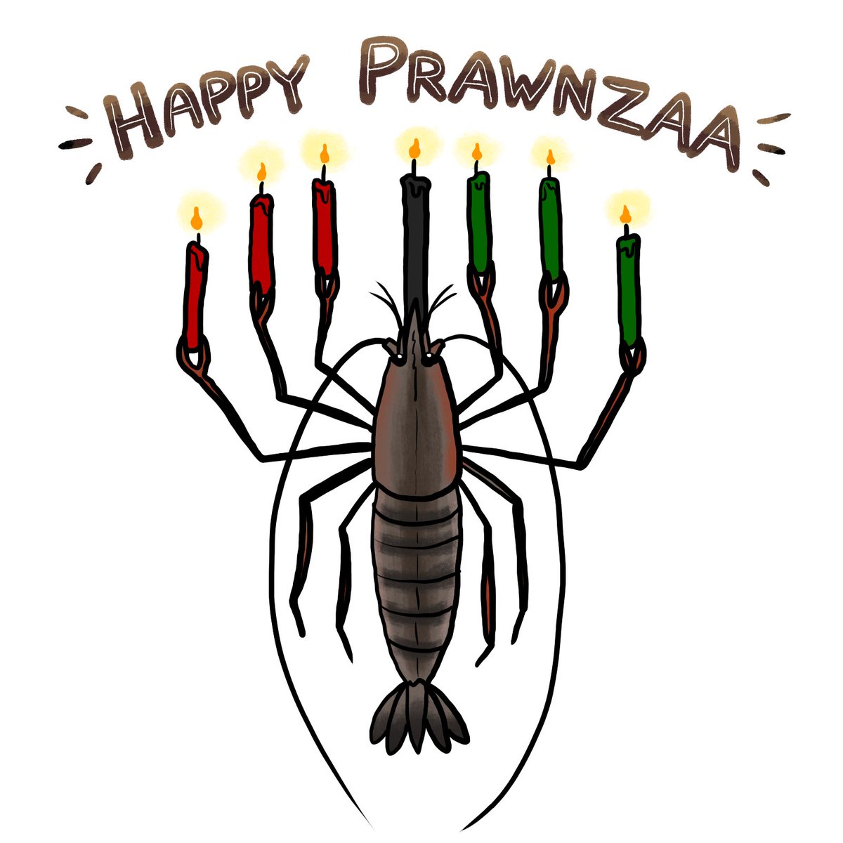 KetrinaYim's tweet photo. By popular demand, Happy Prawnzaa!
#decapocember #decapod #crustacean #prawn #prawnzaa #kwanzaa #art https://t.co/5wSH7YfISw