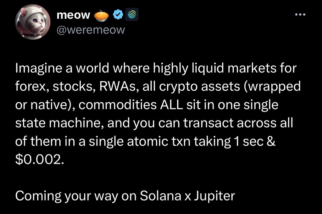 🚨BREAKING BIG : <a href="/JupiterExchange/">Jupiter</a> Co-founder just hinted that soon you will be able to trade stocks, forex, and commodities all in one place on Jupiter Exchange