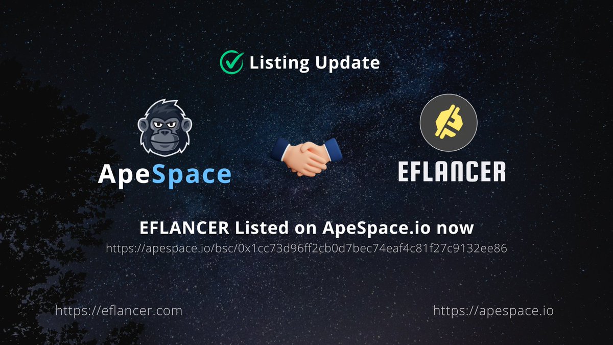 eflancer's tweet photo. New Listing Update🔥
#EFLANCER now on https://t.co/ou2nJowMB3

🔥Vote for Trending
https://t.co/FZvIXdrqXt

#BNB #EFLANCER #EFCR #PancakeSawap #ApeSpace https://t.co/vRNMzfWHnX