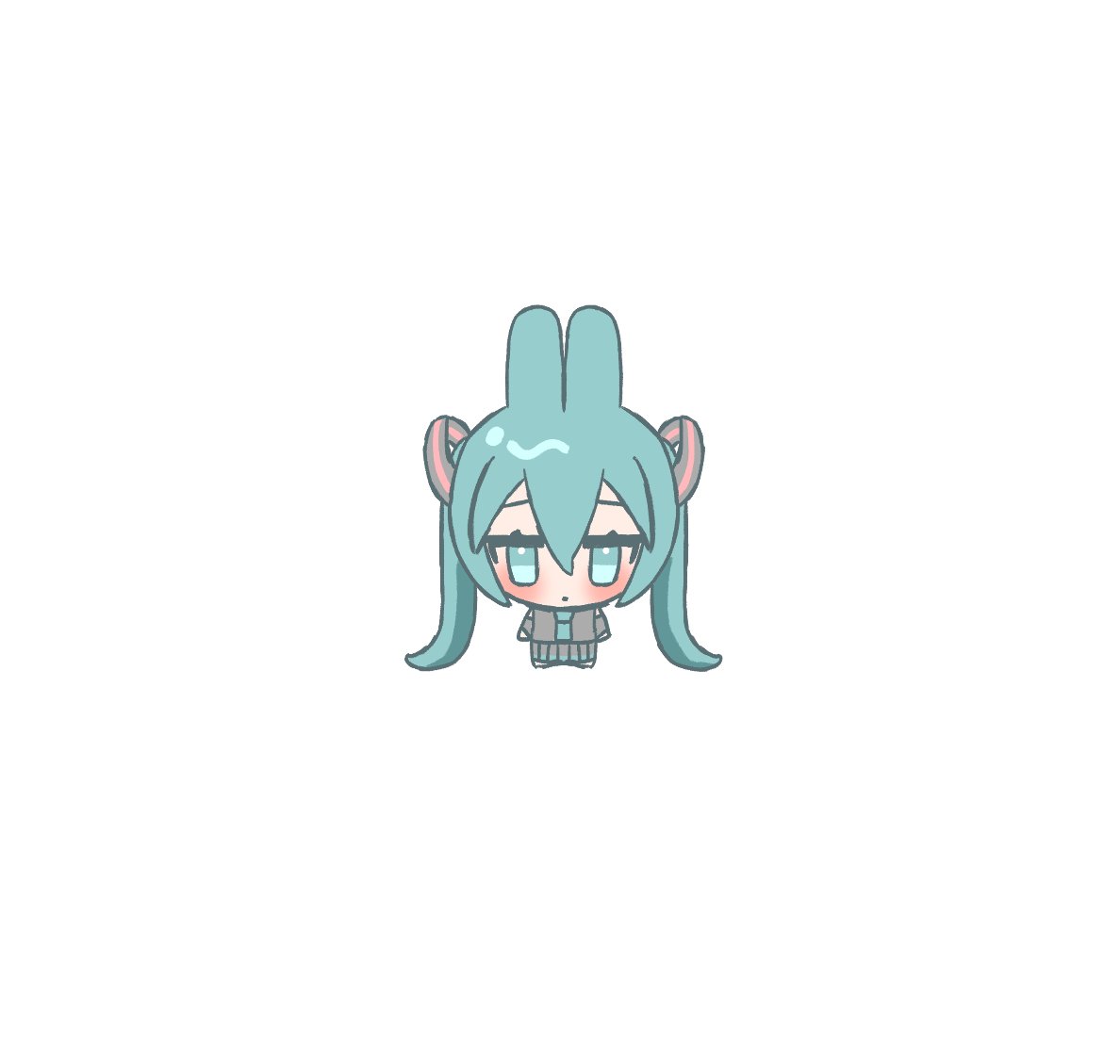 hatsune miku 1girl chibi solo twintails long hair white background aqua eyes  illustration images