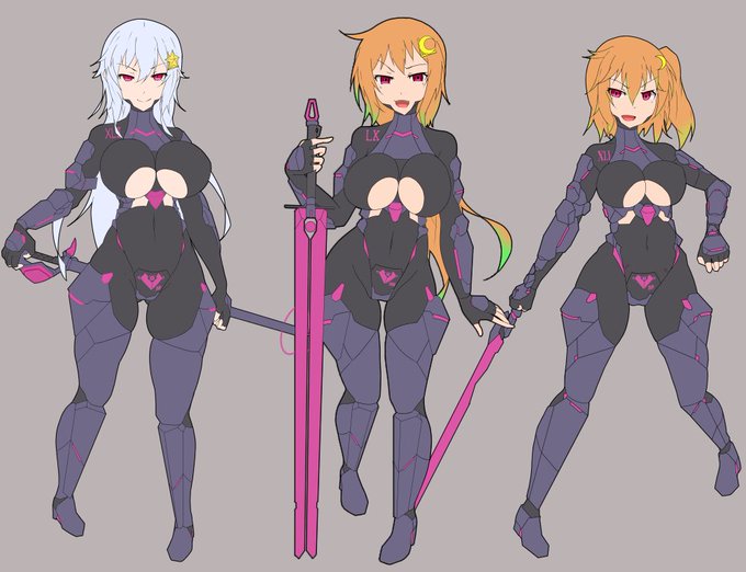 かつて名を知られた魔砲使いも有機デバイスとしての加工が済めば数多に仕える魔砲隷女の一個体に過ぎず、生前のスタイルや装備とは異なる武装/装束であっても忠誠からくる努力と身体改変で使いこなしてみせる新たな魔砲隷女が加わったデュマカイルスさんチーム横並び(杖もってるけど戦闘時は剣になる系 