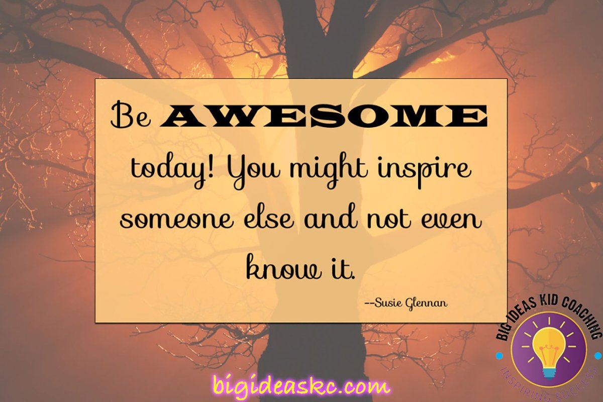 RT @bigideaskc Be awesome today.

#InspirationMonday #InspireThemRetweetTuesday #ThinkBIGSundayWithMarsha #ThursdayThoughts #TuesdayThoughts #WednesdayWisdom #Inspire